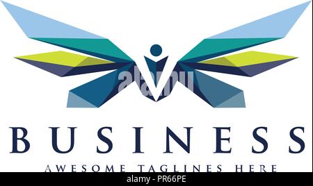 Forti ali abstract bold color logo logo alato azienda e icona flying ala, ala eagle marchio e logotipo ala figura di uccello, ali colorate Illustrazione Vettoriale