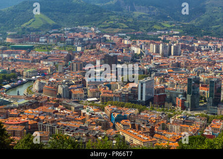 Vista aerea della città di Bilbao, Biscaglia, Paese Basco. Spagna Foto Stock