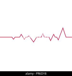 Il battito cardiaco vettore riga di icone isolato su sfondo bianco. Cardiologia Heartbeat simbolo medico od oscilloscopio elemento grafico illustrazione Illustrazione Vettoriale