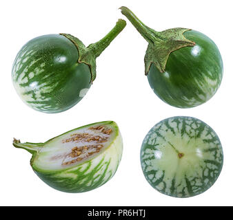 Melanzane tailandesi Kermit, o Lao verde-striped melanzane isolato Foto Stock