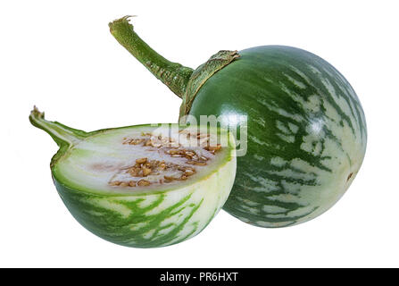 Melanzane tailandesi Kermit, o Lao verde-striped melanzane isolato Foto Stock