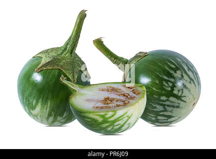 Melanzane tailandesi Kermit, o Lao verde-striped melanzane isolato Foto Stock