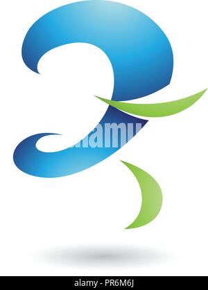 Illustrazione Vettoriale di lucida blu curva divertente lettera Z isolato su uno sfondo bianco Illustrazione Vettoriale