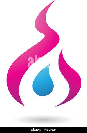 Illustrazione Vettoriale di Magenta lettera A a forma di icona di incendio isolato su uno sfondo bianco Illustrazione Vettoriale