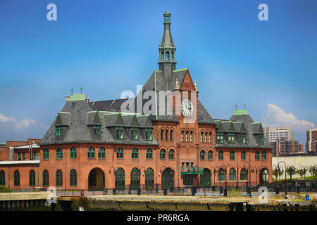 La Ferrovia Centrale del New Jersey terminale in Liberty Park Foto Stock