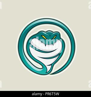 Illustrazione Vettoriale di Persiano Cobra verde Snake Icona Cartoon isolato su uno sfondo bianco Illustrazione Vettoriale