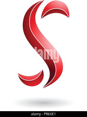 Illustrazione Vettoriale delle strisce di colore rosso a forma di serpente lettera S isolata su uno sfondo bianco Illustrazione Vettoriale