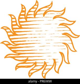 Illustrazione di giallo vettorializzare schizzo di inchiostro di Sun isolato su uno sfondo bianco Illustrazione Vettoriale
