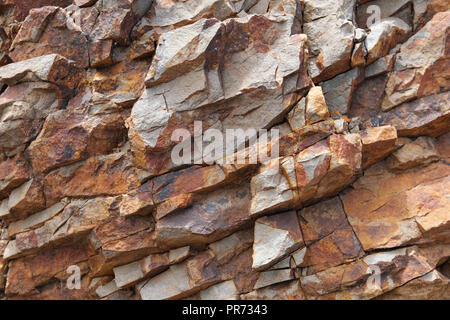 Rocce incrinato, scisto pietra texture di roccia closeup - Foto Stock