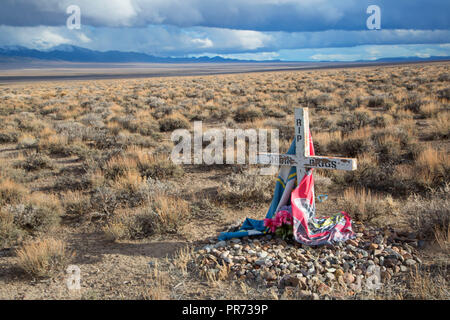 Iun Valley Memorial marcatore, Southern Nevada District Bureau of Land Management, Nevada Foto Stock