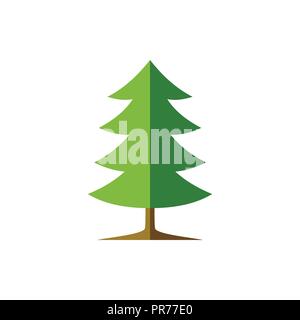 Semplice albero di abete rosso illustrazione simbolo vettore Logo grafico del modello di progettazione Illustrazione Vettoriale