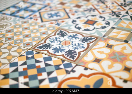 Modello patchwork piastrella closeup - design colorato , Foto Stock