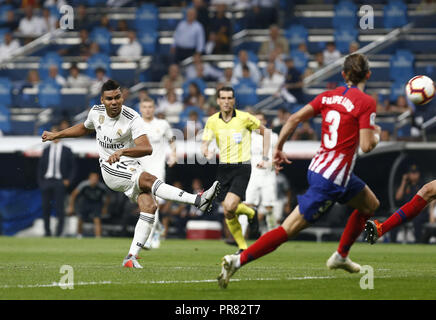 Madrid, Madrid, Spagna. 29Sep, 2018. Casemiro (Real Madrid) durante la Liga match tra il Real Madrid e il Club Atletico de Madrid a Estadio Santiago Bernabéu di Madrid in Spagna. Credito: Manu Reino/SOPA Immagini/ZUMA filo/Alamy Live News Foto Stock