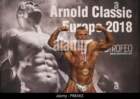 Barcellona, in Catalogna, Spagna. Il 30 settembre, 2018. Bodybuilding atleta pone nel ''Arnold Classic Europe'' 2018 competizione multisport in Barcellona. Credito: Celestino Arce Lavin/ZUMA filo/Alamy Live News Foto Stock