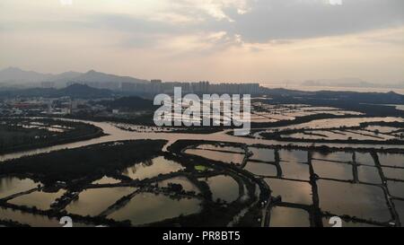 Yuen Long campo nel tramonto, hong kong campagna Foto Stock