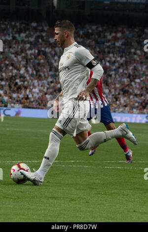 Madrid, Spagna. 29Sep, 2018. Real Madrid, Sergio Ramos, Credito: Jorge Gonzalez/Pacific Press/Alamy Live News Foto Stock