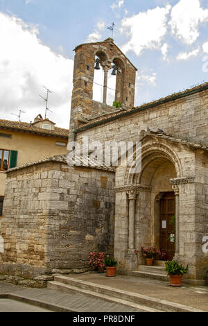 Chiesa di Santa Maria Assunta, San Quirico d'Orcia, Toscana, Italia Foto Stock