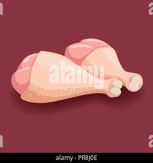 Il pollo crudo gambe icona in stile appartamento, carni fresche. Illustrazione Vettoriale