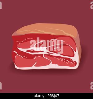 Maiale manzo prosciutto, gammon icona in stile appartamento, carni fresche. Illustrazione Vettoriale