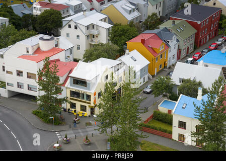 Reykjavik fotografata da Hallgr'mskirkja (chiesa). Luglio 2015 Foto Stock