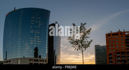 Milano Italia 26 Settembre 2018:nuovo quartiere direzionale, Piazza Gae Aulenti a Milano Foto Stock