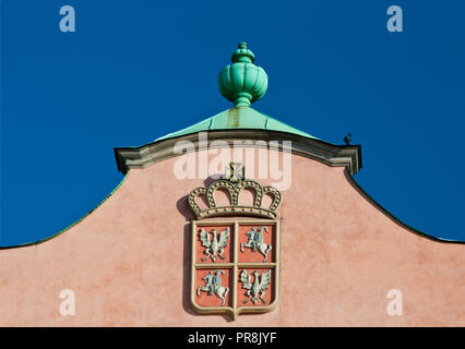 Stemma del Commonwealth della Polonia e della Lituania su ingresso al castello di Wawel, Cracovia in Polonia Foto Stock