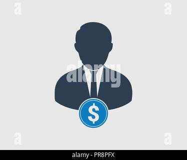 Manager finanziario icona su sfondo grigio Illustrazione Vettoriale