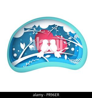 Bird - cartoon illustrazione. Cuore e Amore. Illustrazione Vettoriale