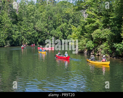 In canoa sul Canale Rideau, Canale Newboro, Ontario, Canada Foto Stock