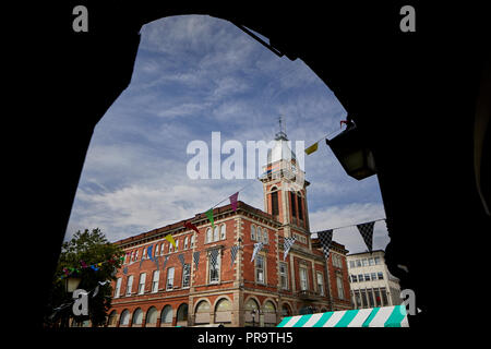 Chesterfield città mercato nel Derbyshire mercato edificio Hall Foto Stock