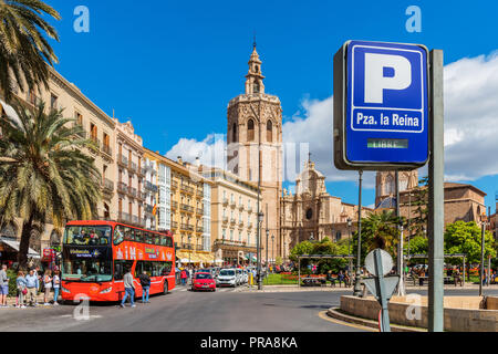 Queen Square (Plaza de la Reina) nel quartiere storico di Valencia Spagna Foto Stock