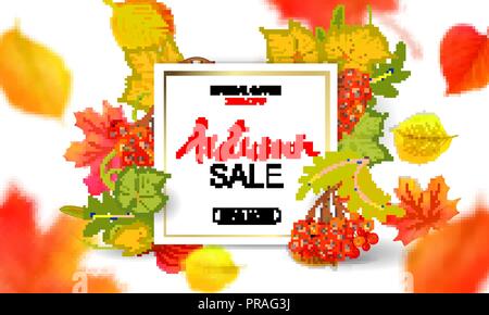 Banner per autunno in vendita in frame da foglie. Illustrazione vettoriale EPS10 Illustrazione Vettoriale