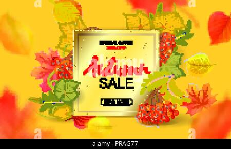 Banner per autunno in vendita in frame da foglie. Illustrazione vettoriale EPS10 Illustrazione Vettoriale