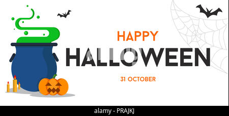 Happy halloween testo sfondo vettoriale o banner Foto Stock