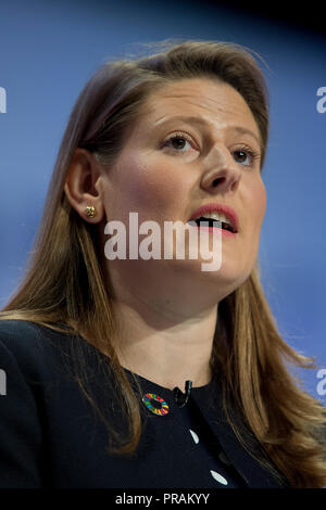 Birmingham, Regno Unito. Il 30 settembre 2018. Theodora Clarke, fondatore e capo esecutivo della coalizione per la prosperità globale, parla al congresso del Partito Conservatore di Birmingham. © Russell Hart/Alamy Live News. Foto Stock