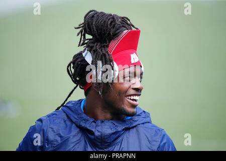 Carson, California, Stati Uniti d'America. Il 30 settembre, 2018. Settembre 30, 2018 Los Angeles Chargers running back Melvin Gordon (28) in azione prima che la partita di calcio tra San Francisco 49ers e il Los Angeles Chargers presso il Centro StubHub a Carson, California. Charles Baus/CSM Credito: Cal Sport Media/Alamy Live News Foto Stock