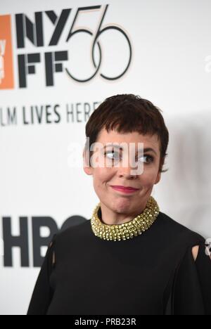 Olivia Colman presso gli arrivi per il favorito di Premiere presso il New York Film Festival apertura notturna, Alice Tully Hall presso il Lincoln Center di New York, NY Settembre 28, 2018. Foto di: Kristin Callahan/Everett Collection Foto Stock