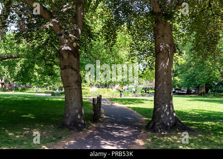 Brunswick Square Gardens, un parco pubblico nel quartiere di Bloomsbury, Londra, Regno Unito Foto Stock