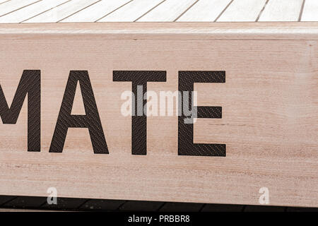 Wally Yachts, scacco matto. Potenza, barca di lusso, dettagli da annuale di Monaco Yacht Show. Miglior design navale dell'anno, legno e fibra di carbonio look. Foto Stock