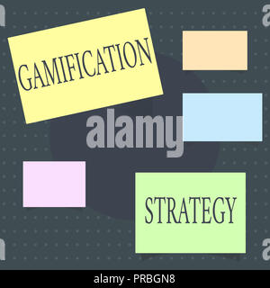 Segno di testo mostra â€oegamificationâ€ strategia. Foto concettuale utilizza le ricompense per la motivazione integrare la meccanica di gioco. Foto Stock