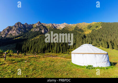 In Asia centrale, Kirghizistan, Karakol, Altyn Arashan Foto Stock