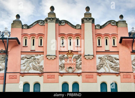 Facciata in Art Nouveau, di Stary Teatr di Cracovia, in Polonia Foto Stock