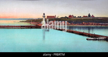 Light house e Fort Ontario, Oswego Foto Stock