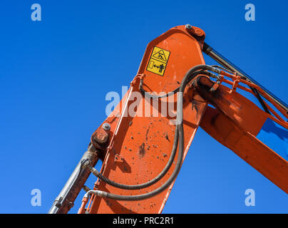 Chiudere dettaglio di una parte di un escavatore meccanico. Foto Stock