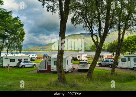 Guardando sul Loch Linnhe a Onich, di Ardgour, montagne, regione delle Highlands, Scotland Regno Unito Foto Stock