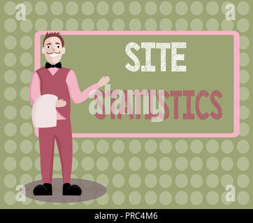 La grafia la scrittura di testo le statistiche del sito. Concetto significato misurazione del comportamento dei visitatori del sito web di certo. Foto Stock