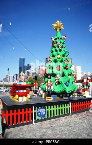 Albero di Natale, Federation Square, Melbourne, Victoria, Australia Foto Stock