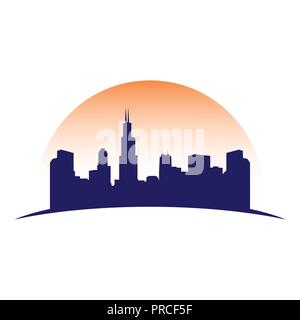 Urban Skyline della città Silhouette simbolo vettore Logo grafico del modello di progettazione Illustrazione Vettoriale