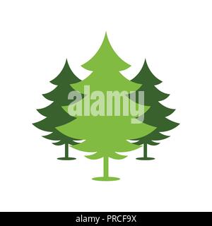 Natale verde foresta di abeti illustrazione semplice simbolo di vettore Logo grafico del modello di progettazione Illustrazione Vettoriale