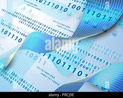 Alta tecnologia sfondo che mostra alcuni dati binari flussi. Illustrazione Digitale Foto Stock